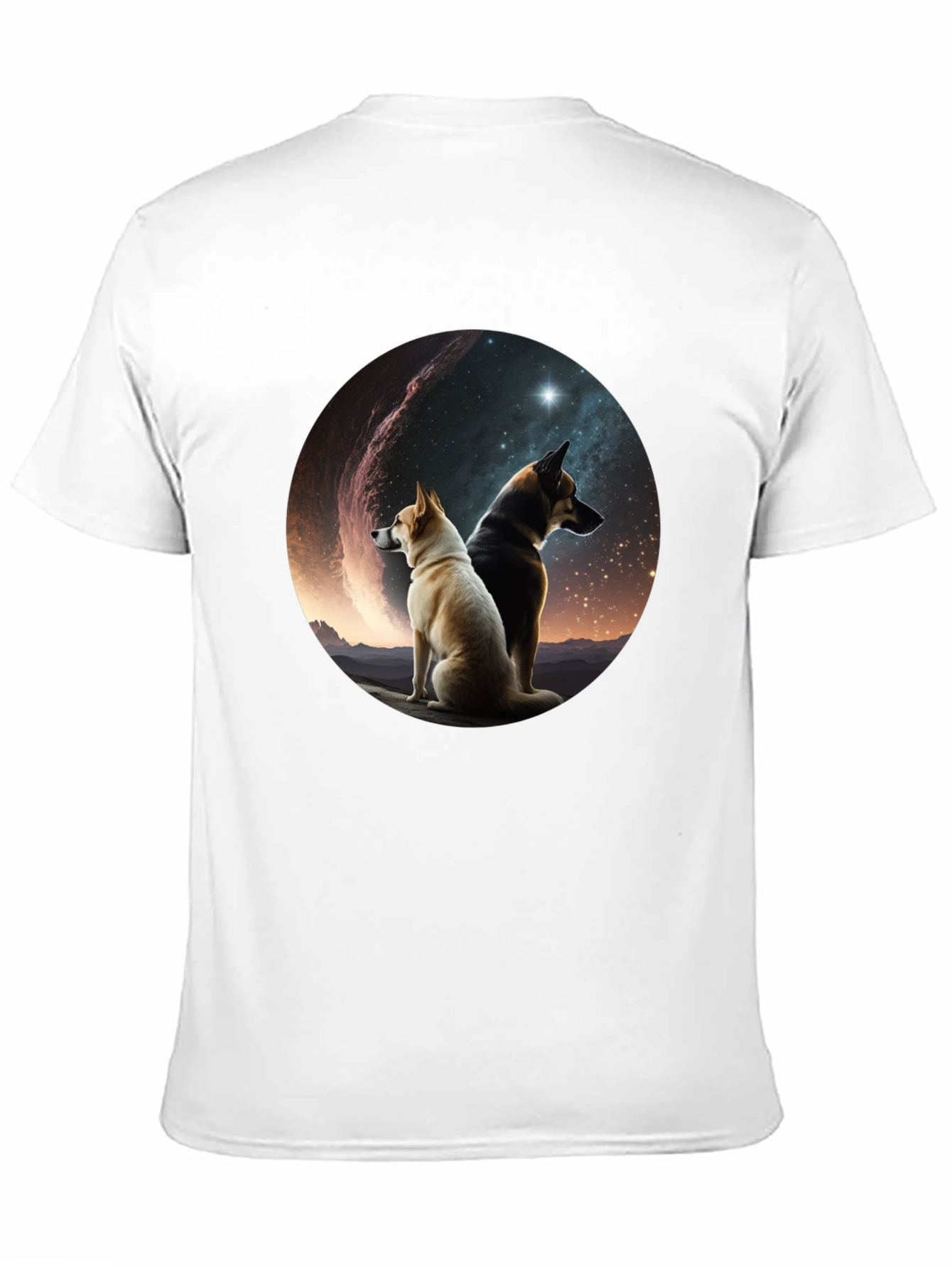Dogs & Galaxy Black T-Shirt