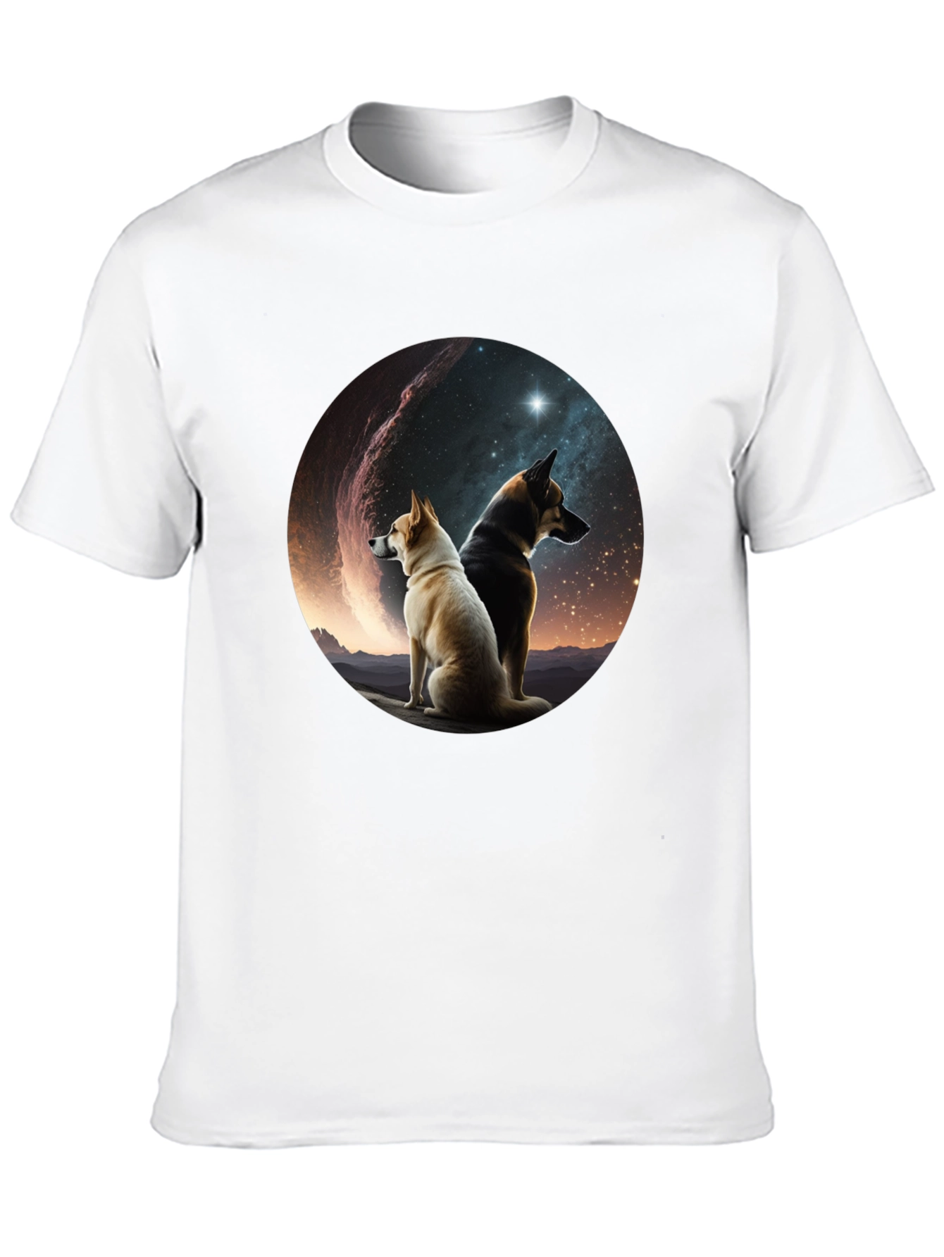 Dogs & Galaxy Black T-Shirt