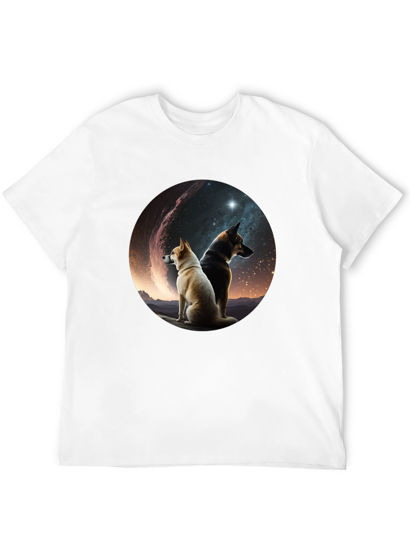 Dogs & Galaxy Black T-Shirt