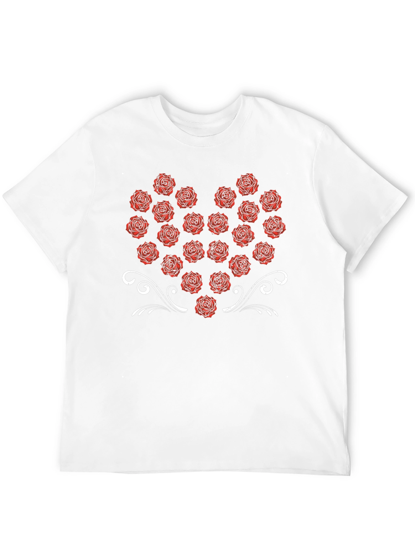 Rose Heart Graphic Tee - Black Cotton T-Shirt