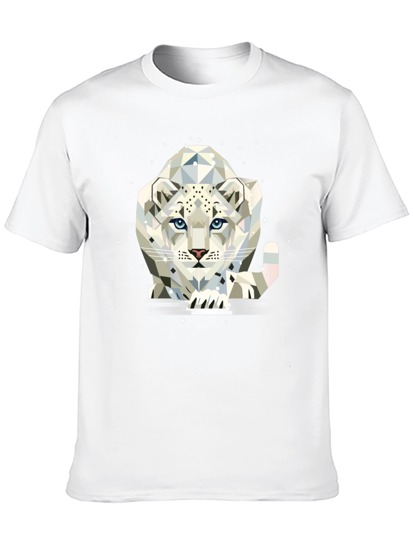 Geometric Snow Leopard Graphic Tee - Black T-Shirt