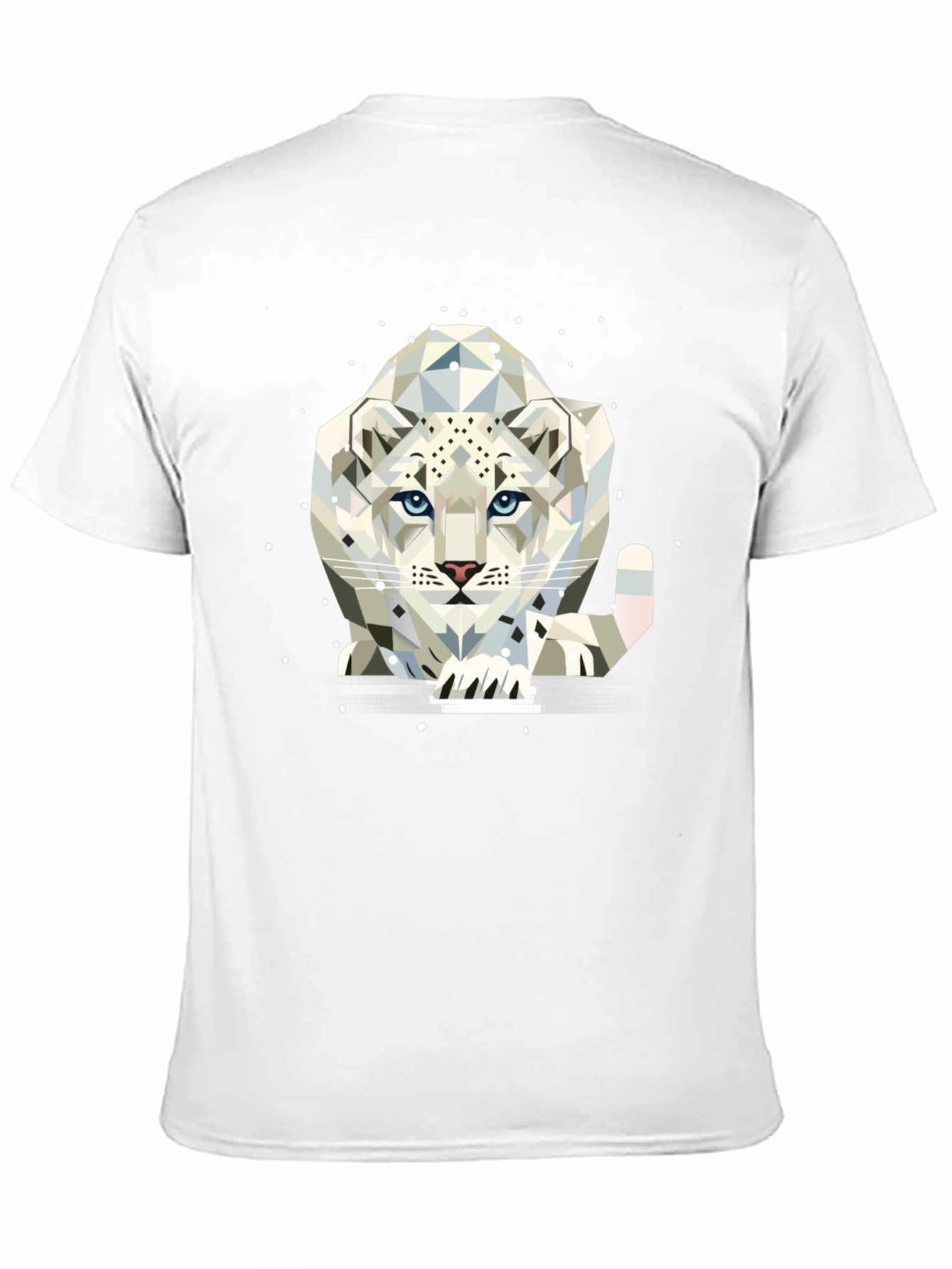 Geometric Snow Leopard Graphic Tee - Black T-Shirt