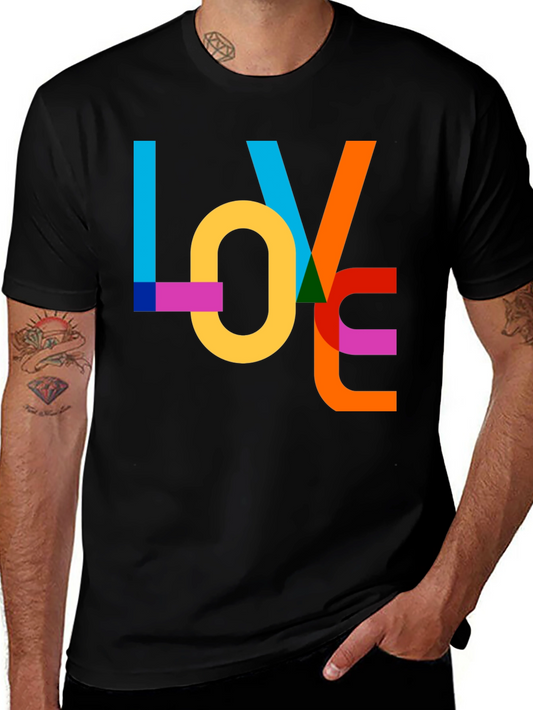 Colorful LOVE Graphic Black T-Shirt