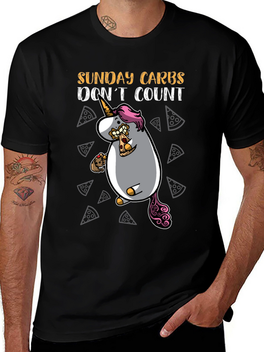 Funny Sunday Carbs Unicorn Pizza Graphic Tee