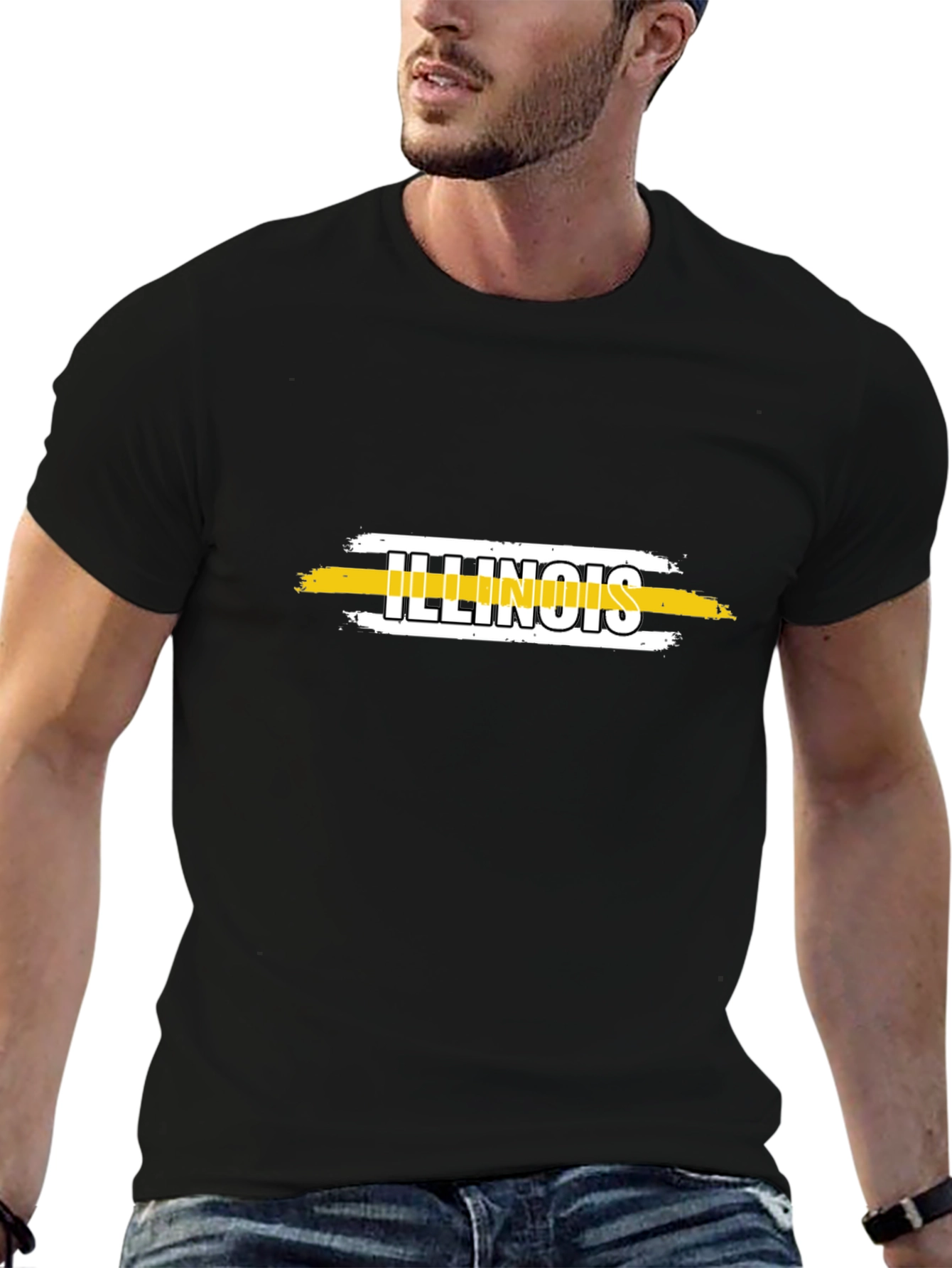 Illinois State Pride T-Shirt - Black Cotton Tee