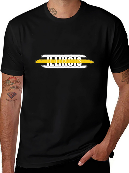 Illinois State Pride T-Shirt - Black Cotton Tee