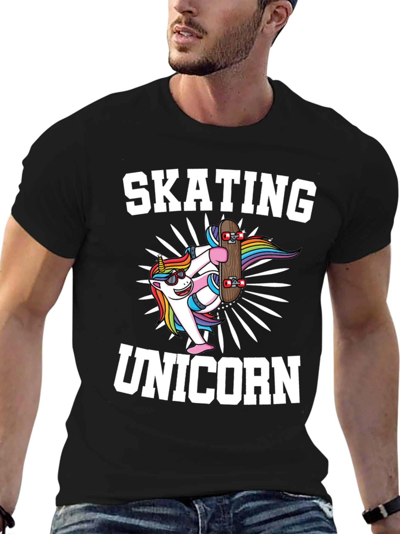 Skating Unicorn Graphic T-Shirt