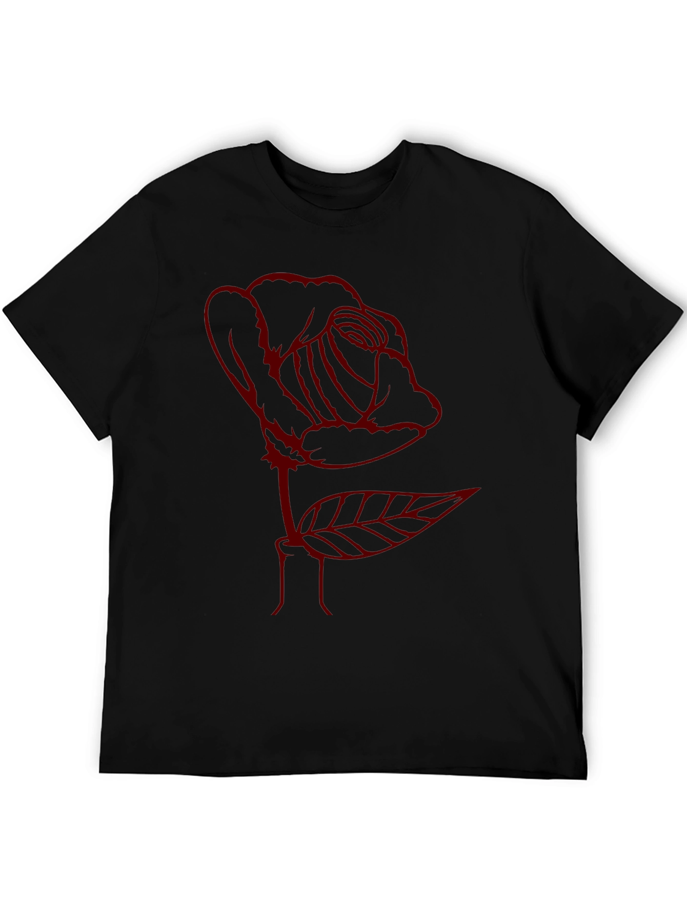 Rose Outline Graphic Tee - Soft Cotton