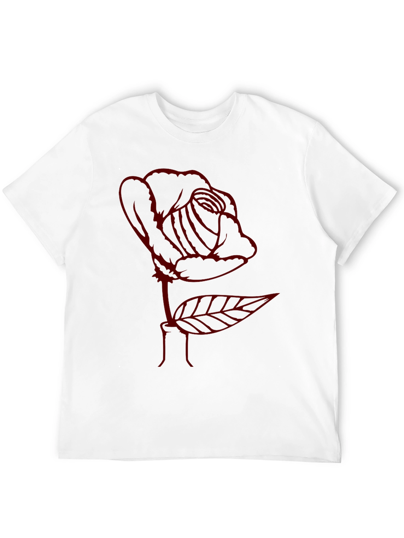 Rose Outline Graphic Tee - Soft Cotton
