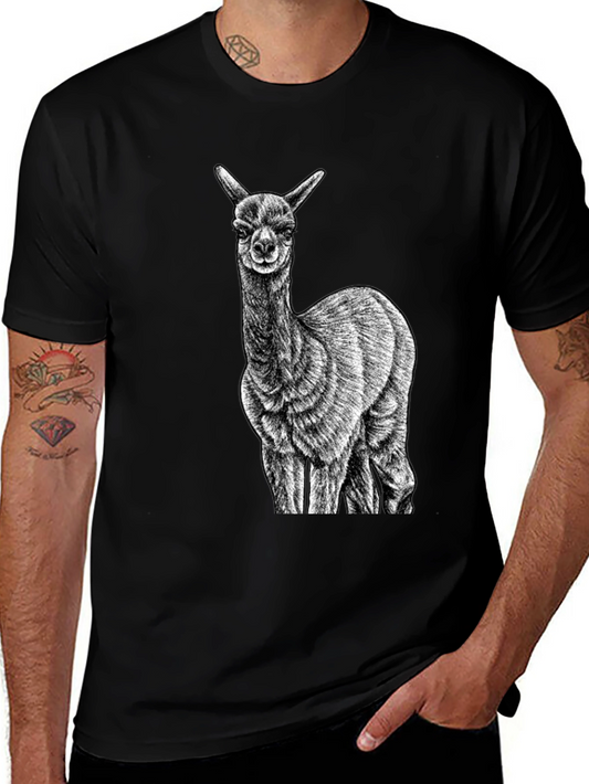 Alpaca Graphic Tee - Black Cotton T-Shirt