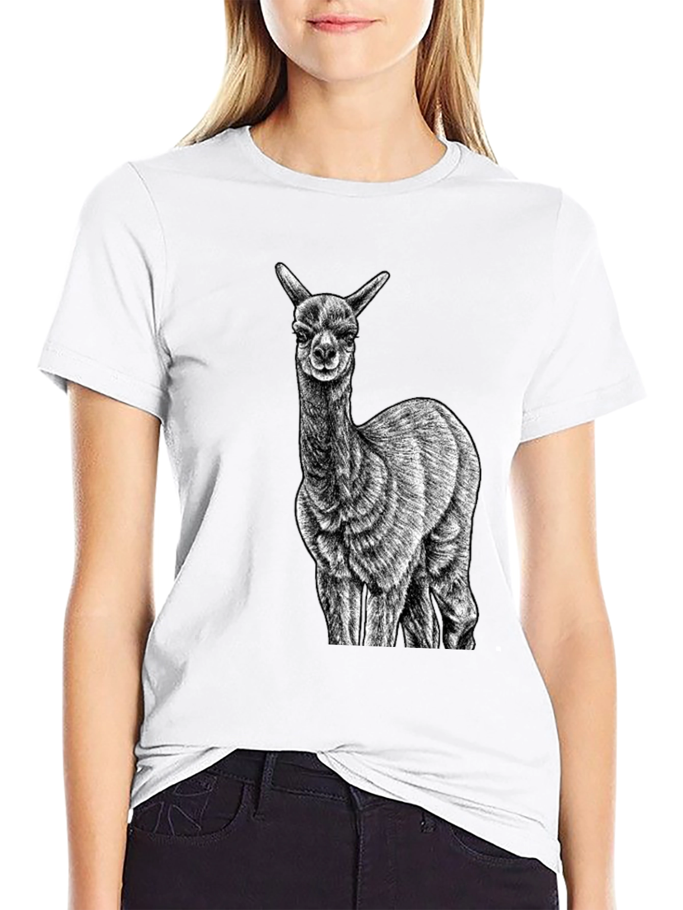 Alpaca Graphic Tee - Black Cotton T-Shirt