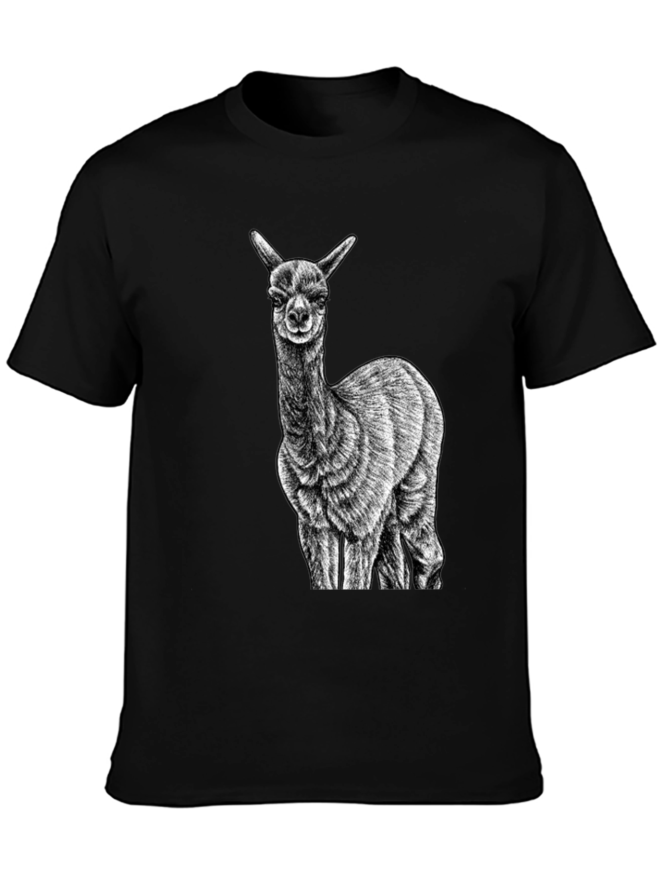 Alpaca Graphic Tee - Black Cotton T-Shirt