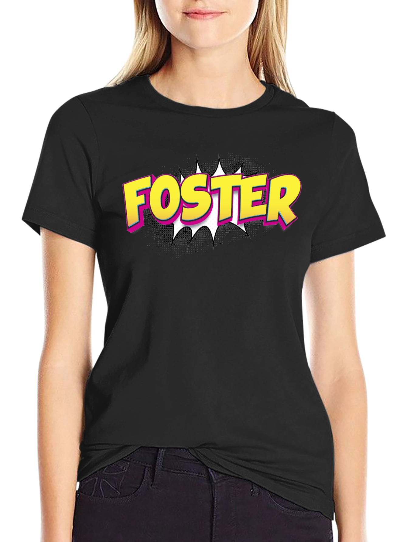Foster Comic Style T-Shirt - Black Cotton Tee