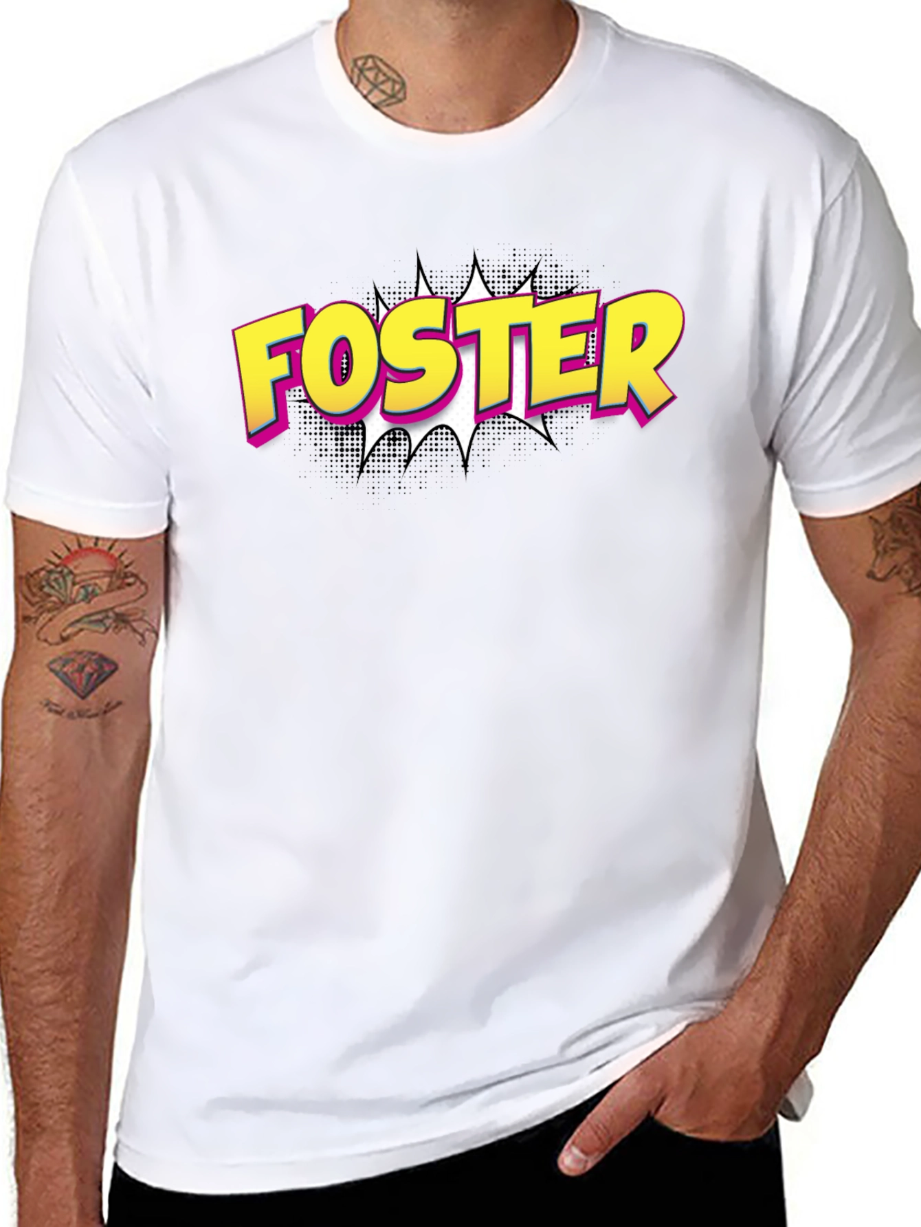 Foster Comic Style T-Shirt - Black Cotton Tee