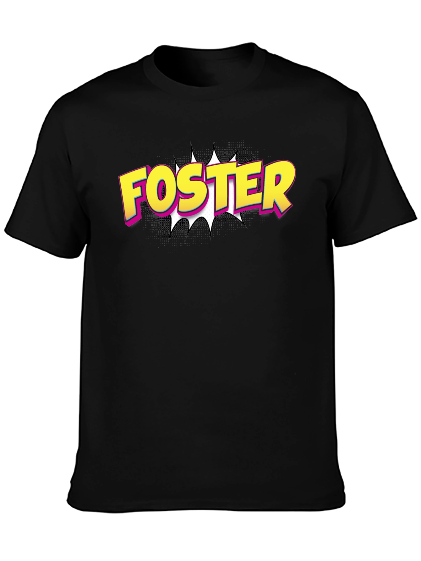 Foster Comic Style T-Shirt - Black Cotton Tee
