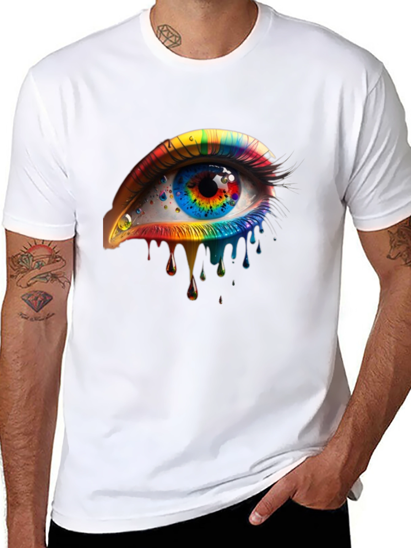 Rainbow Eye Graphic Black T-Shirt