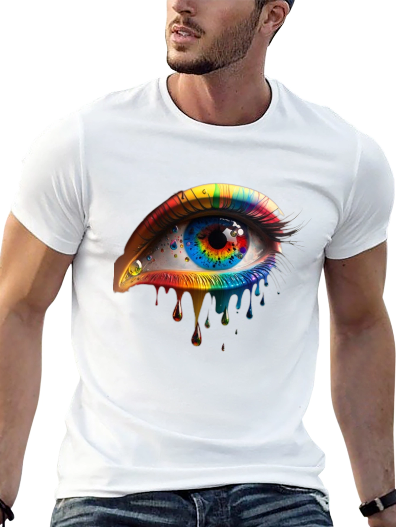 Rainbow Eye Graphic Black T-Shirt