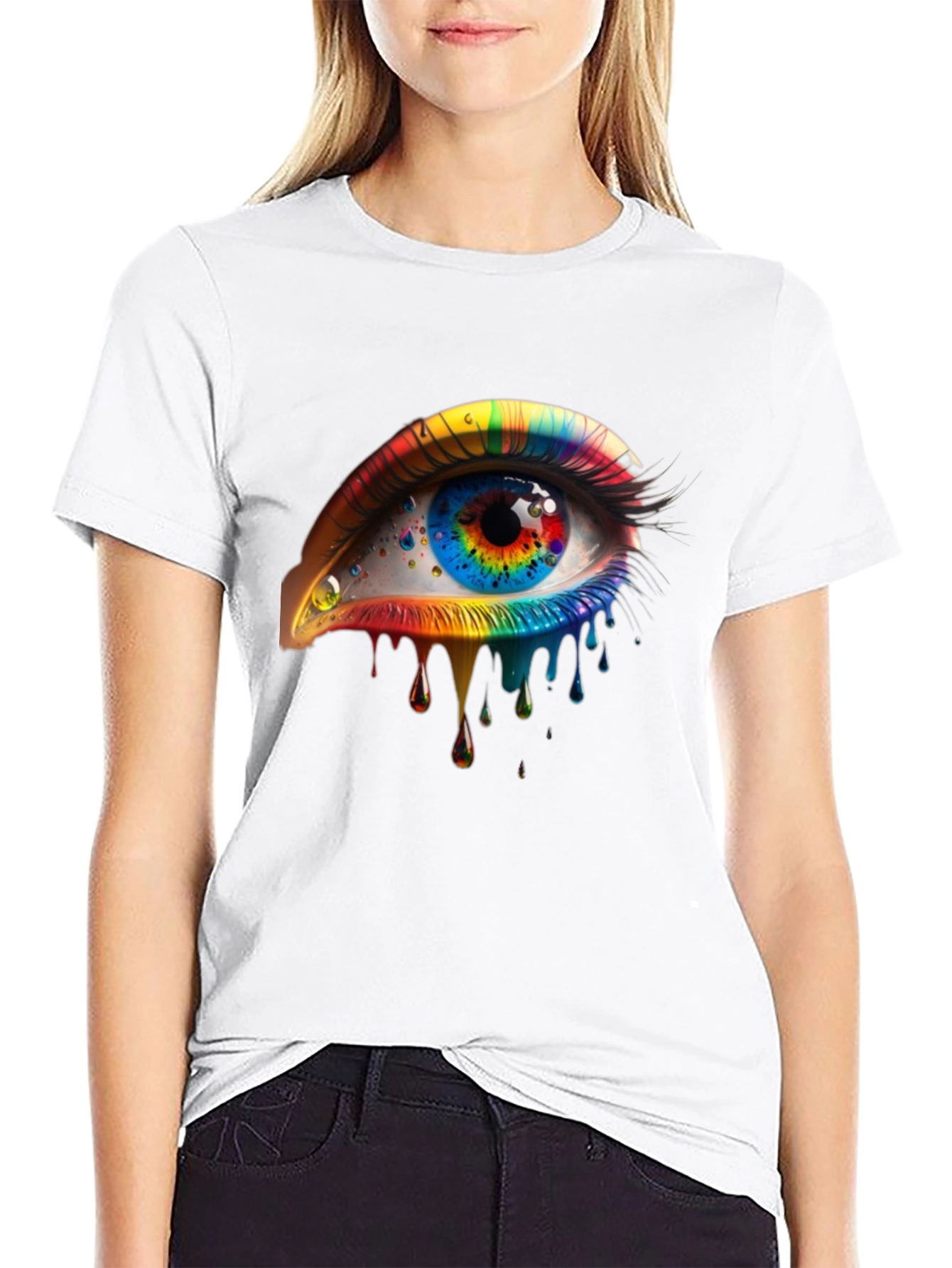 Rainbow Eye Graphic Black T-Shirt