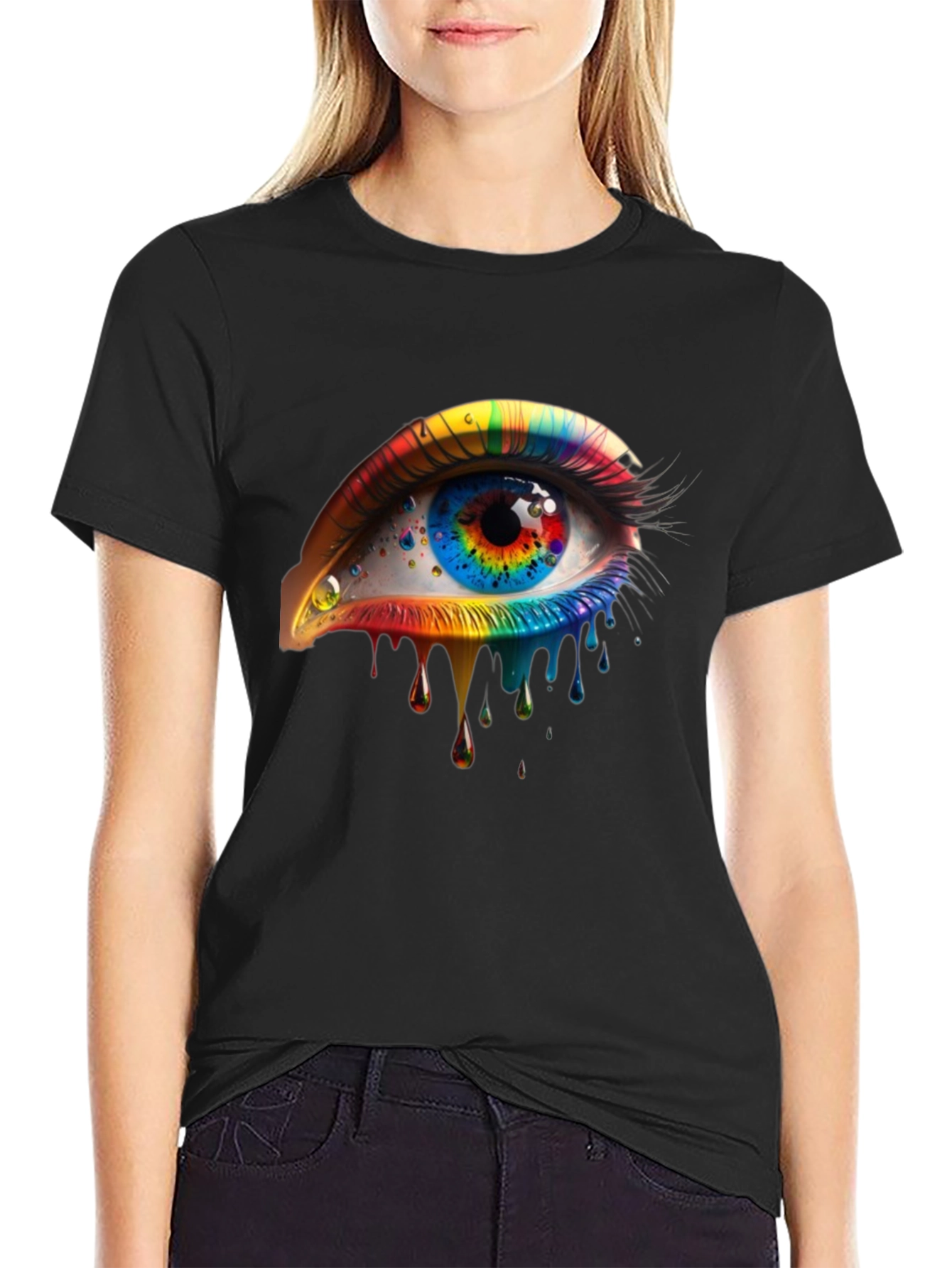 Rainbow Eye Graphic Black T-Shirt