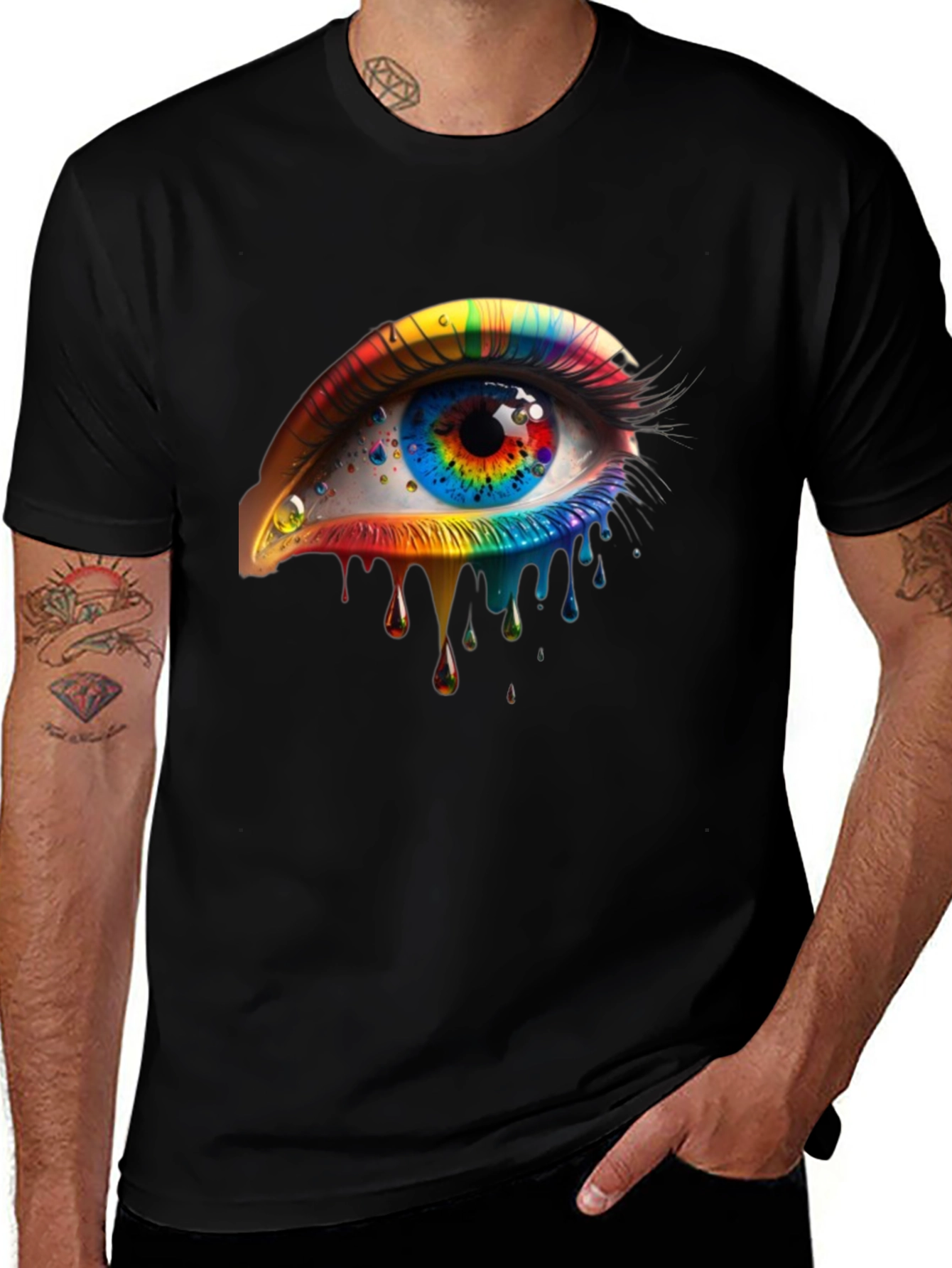 Rainbow Eye Graphic Black T-Shirt