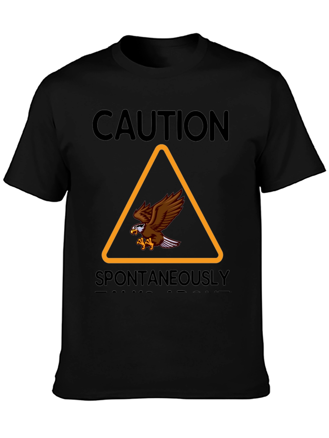 Caution Spontaneously Bald Eagle Graphic T-Shirt