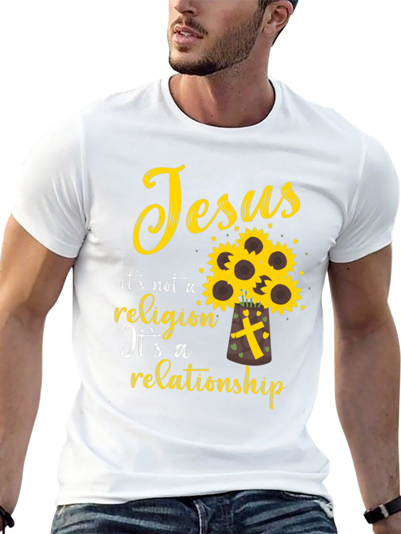 Jesus Relationship T-Shirt Sunflower Christian Tee