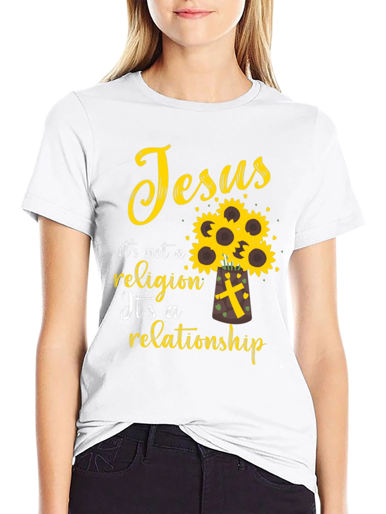 Jesus Relationship T-Shirt Sunflower Christian Tee