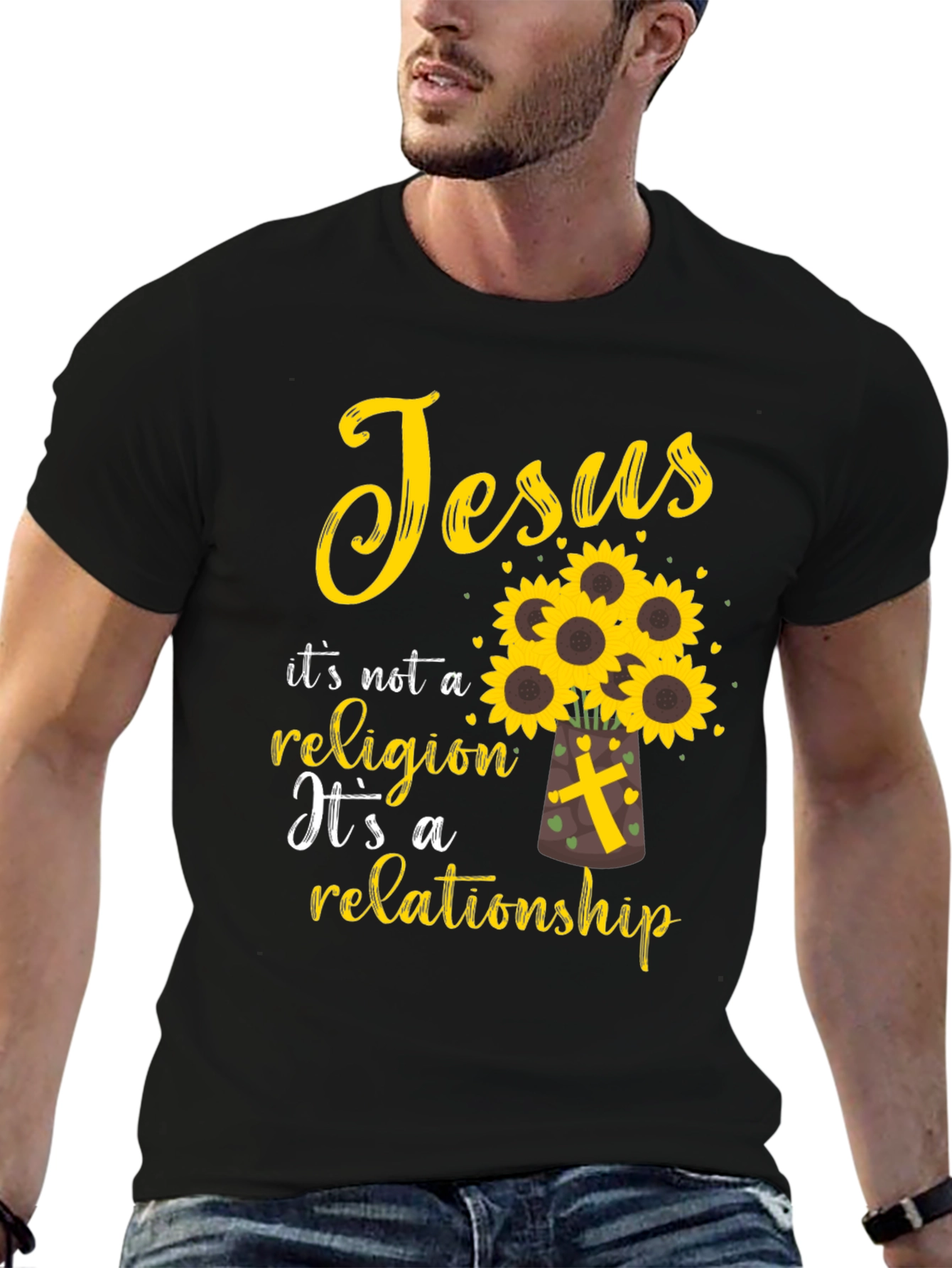 Jesus Relationship T-Shirt Sunflower Christian Tee