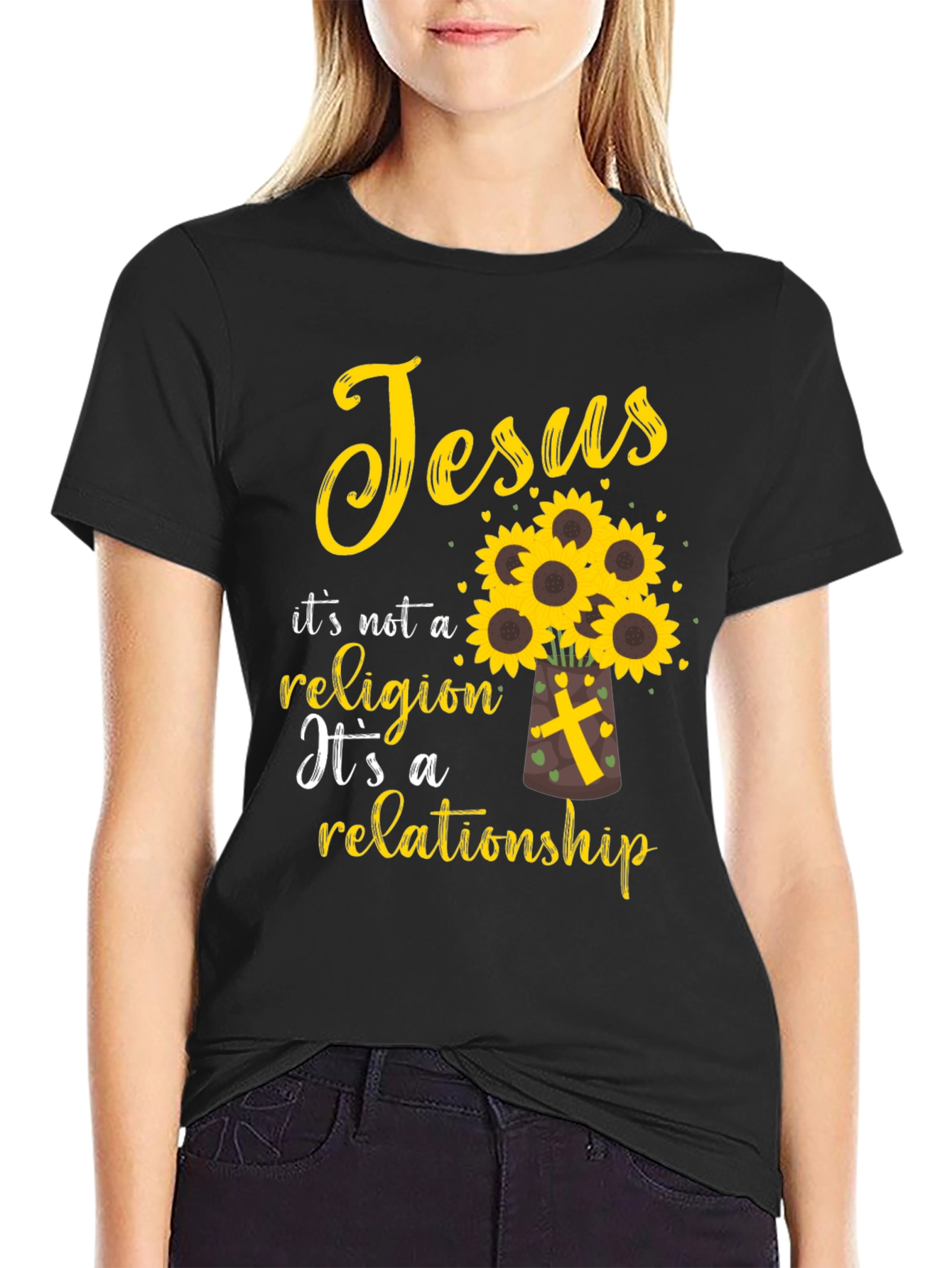 Jesus Relationship T-Shirt Sunflower Christian Tee