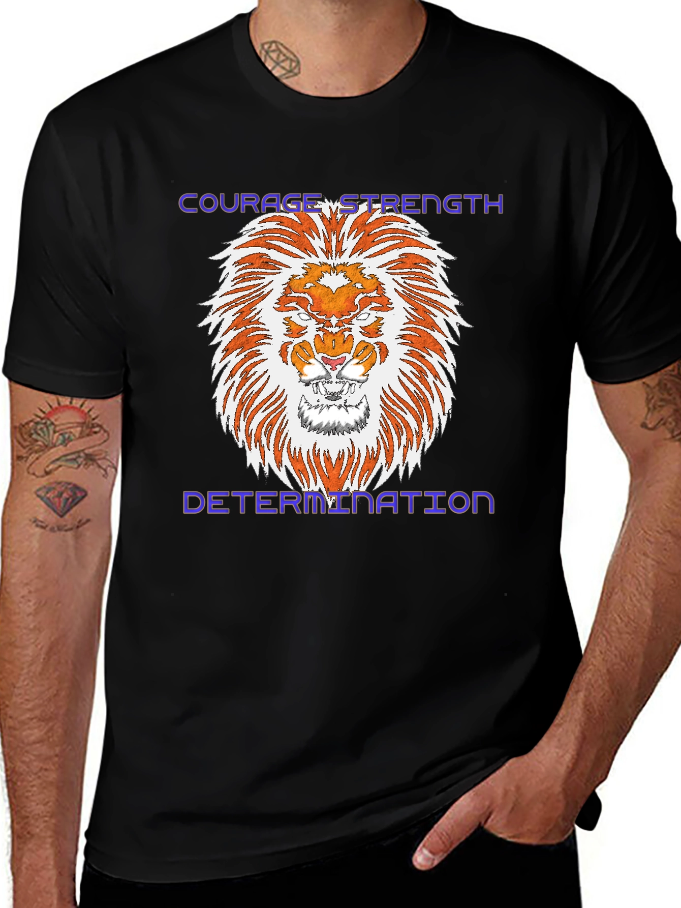 Courage Strength Determination Lion Graphic Tee
