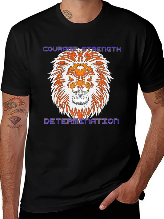 Courage Strength Determination Lion Graphic Tee
