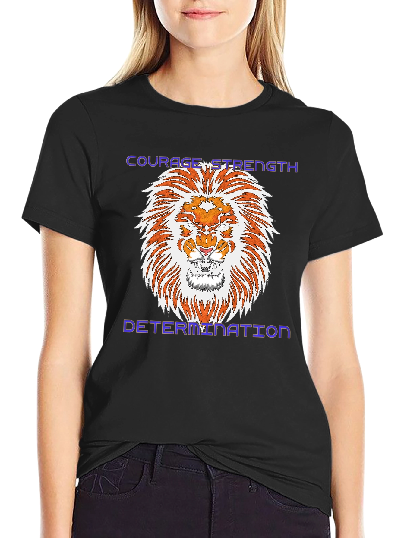 Courage Strength Determination Lion Graphic Tee