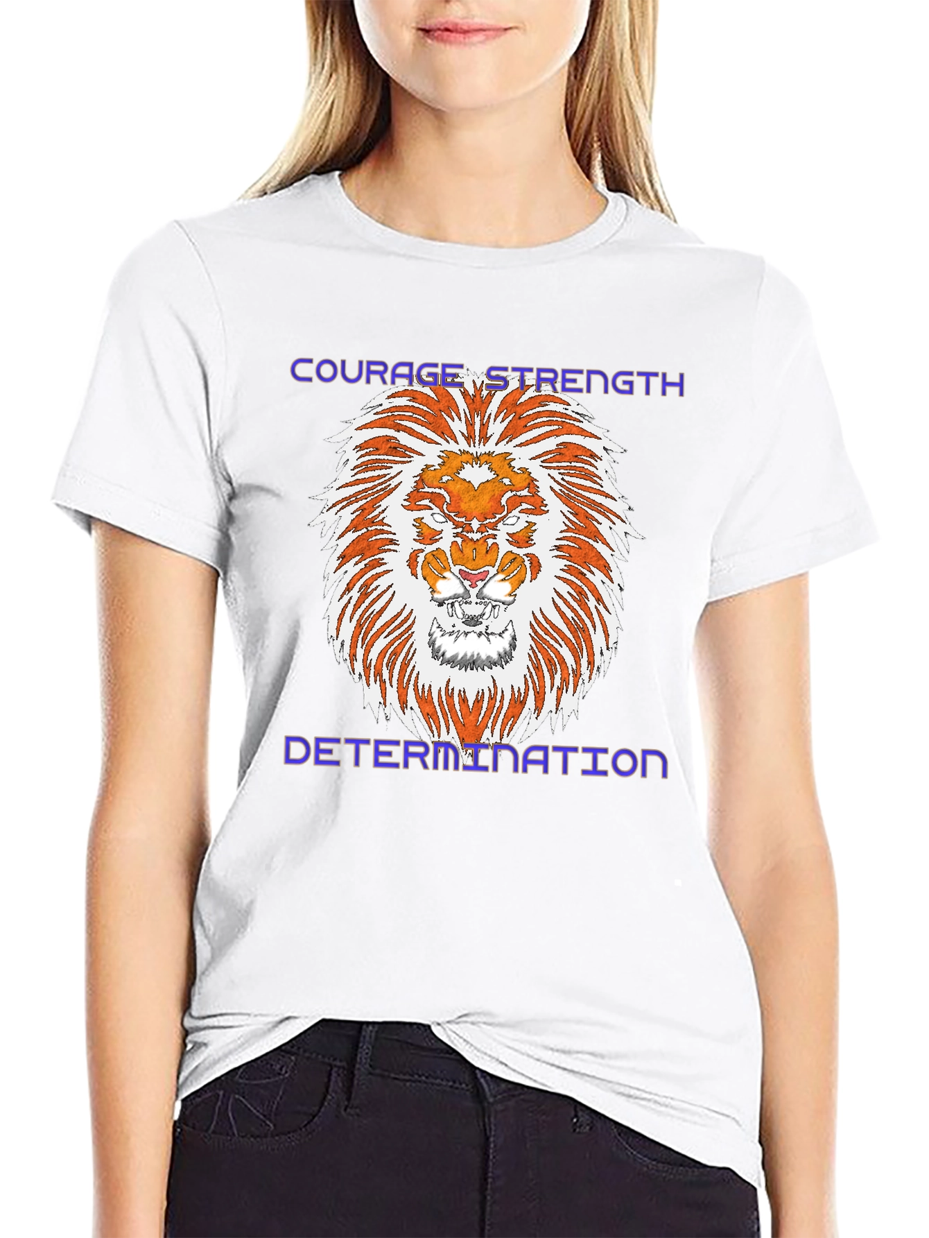 Courage Strength Determination Lion Graphic Tee