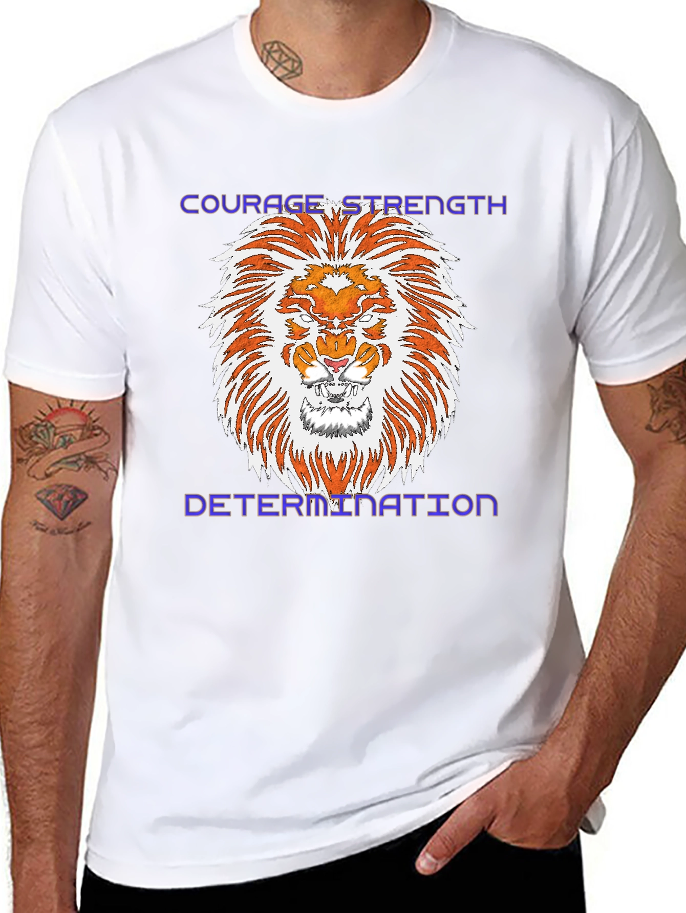 Courage Strength Determination Lion Graphic Tee