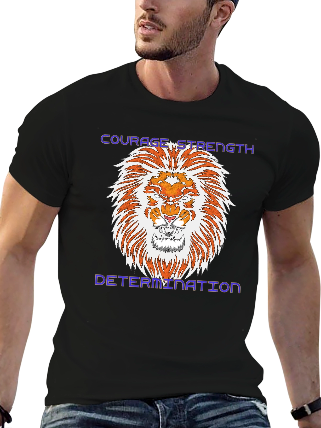 Courage Strength Determination Lion Graphic Tee