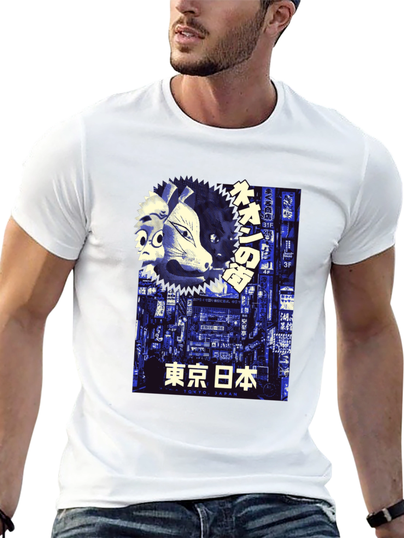 Tokyo Japan Neon Mens Graphic T-Shirt