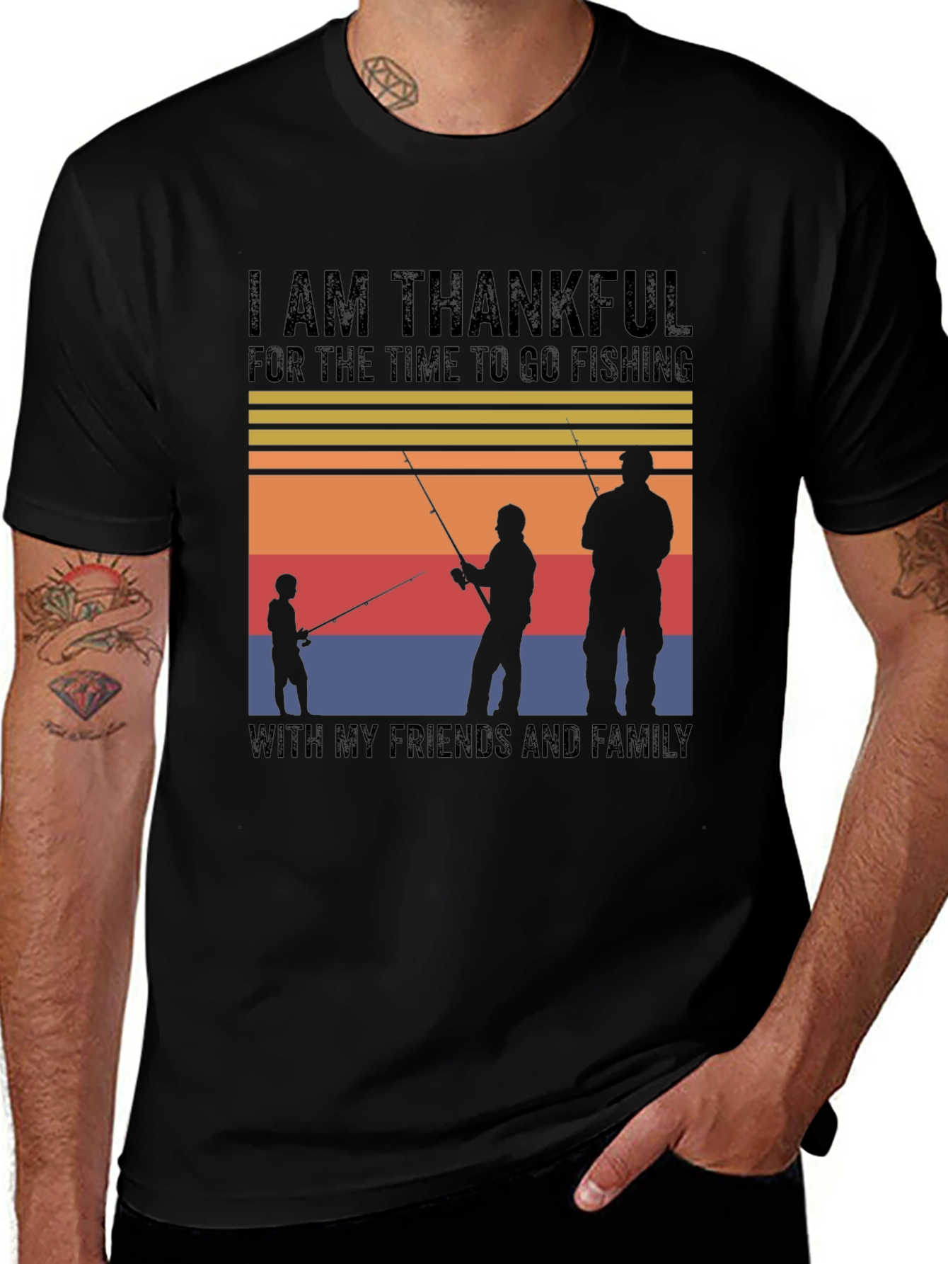 Thankful Fishing Friends Family T-Shirt