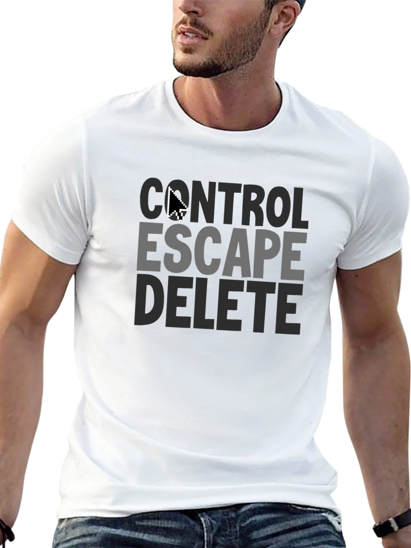 Control Escape Delete Funny Black T-Shirt