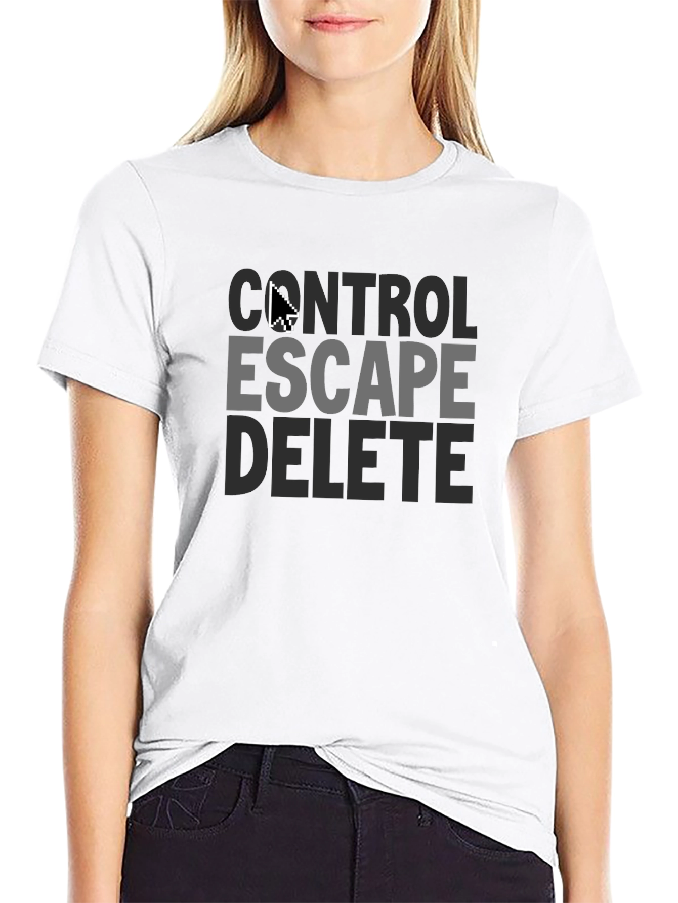 Control Escape Delete Funny Black T-Shirt