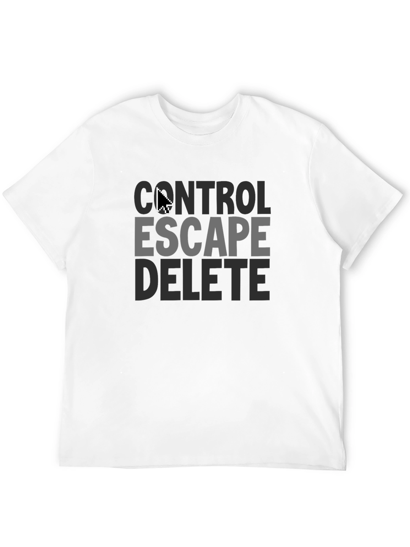 Control Escape Delete Funny Black T-Shirt