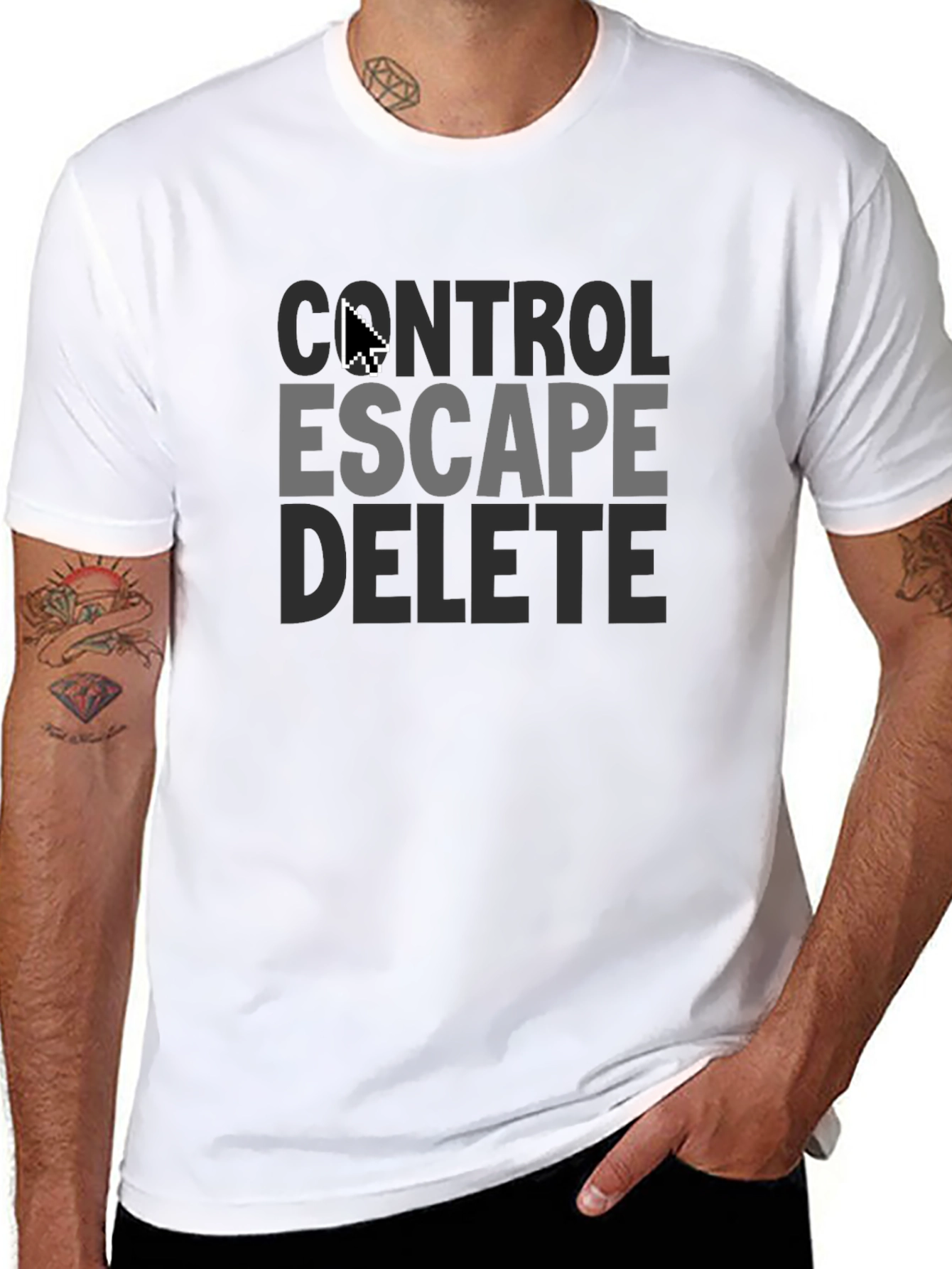 Control Escape Delete Funny Black T-Shirt