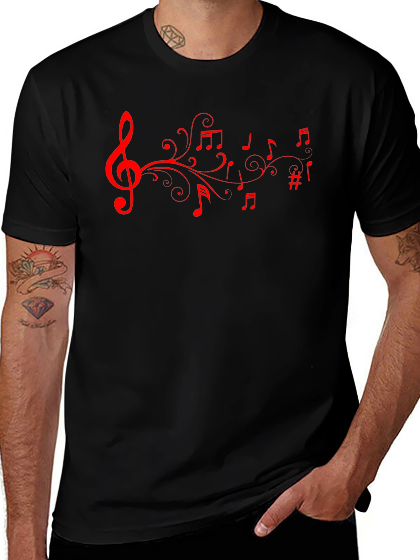 Musical Note T-Shirt - Stylish Black Tee