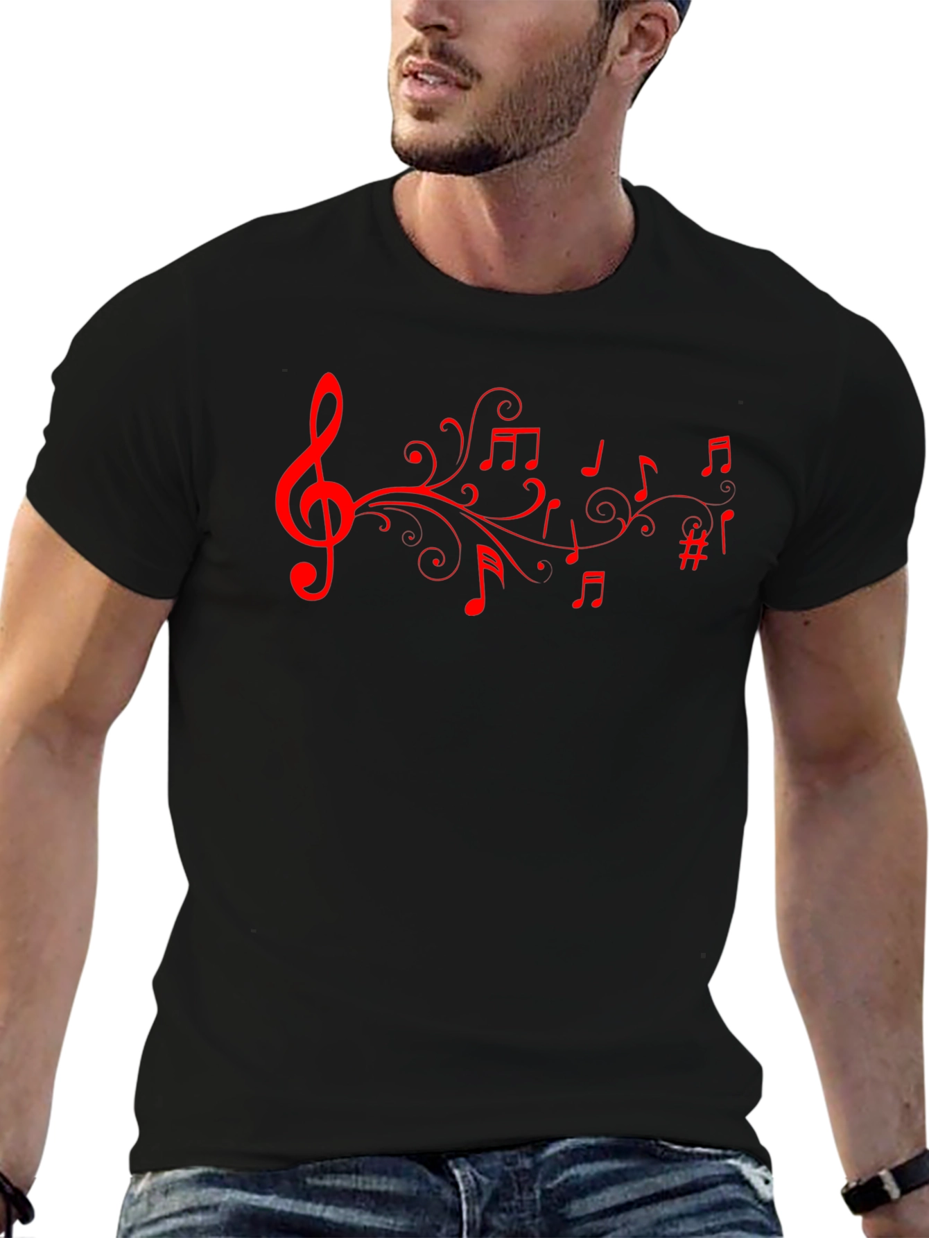 Musical Note T-Shirt - Stylish Black Tee