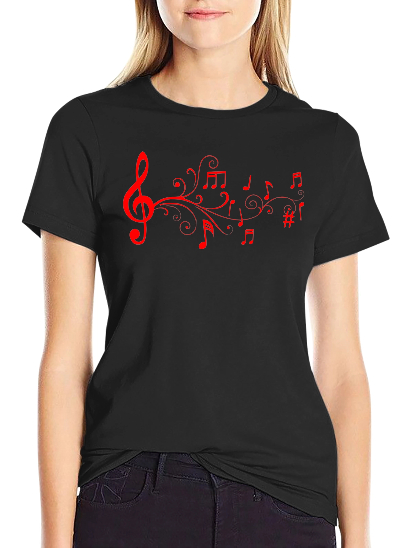 Musical Note T-Shirt - Stylish Black Tee