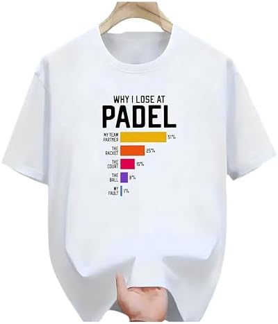 GenericMen's Casual Summer T-Shirt – "Why I Lost at Padel" Funny Graphic Tee, Crew Neck Short Sleeve, Stretch Fabric