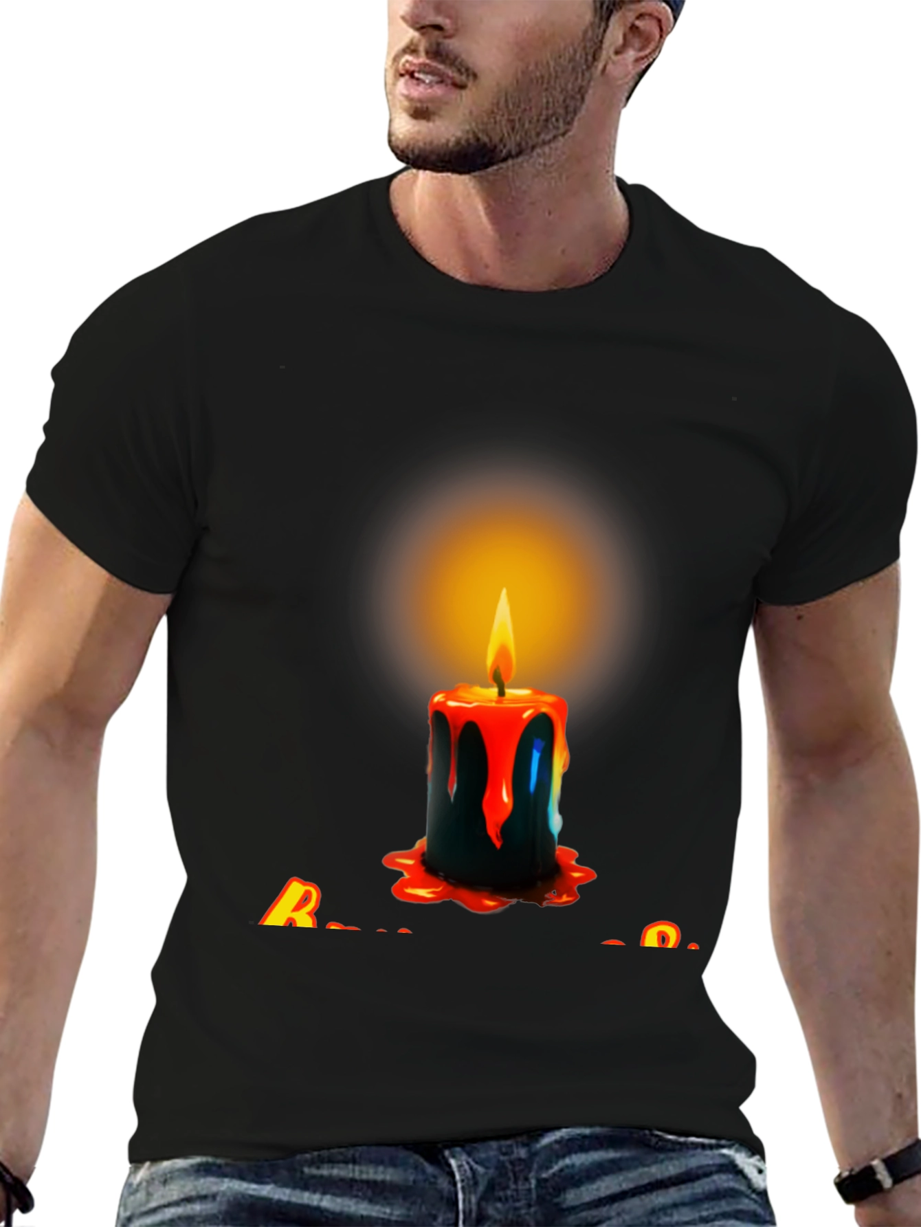 Candle Graphic Black T-Shirt