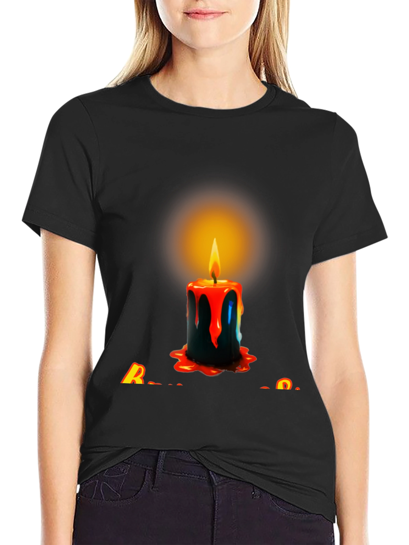 Candle Graphic Black T-Shirt