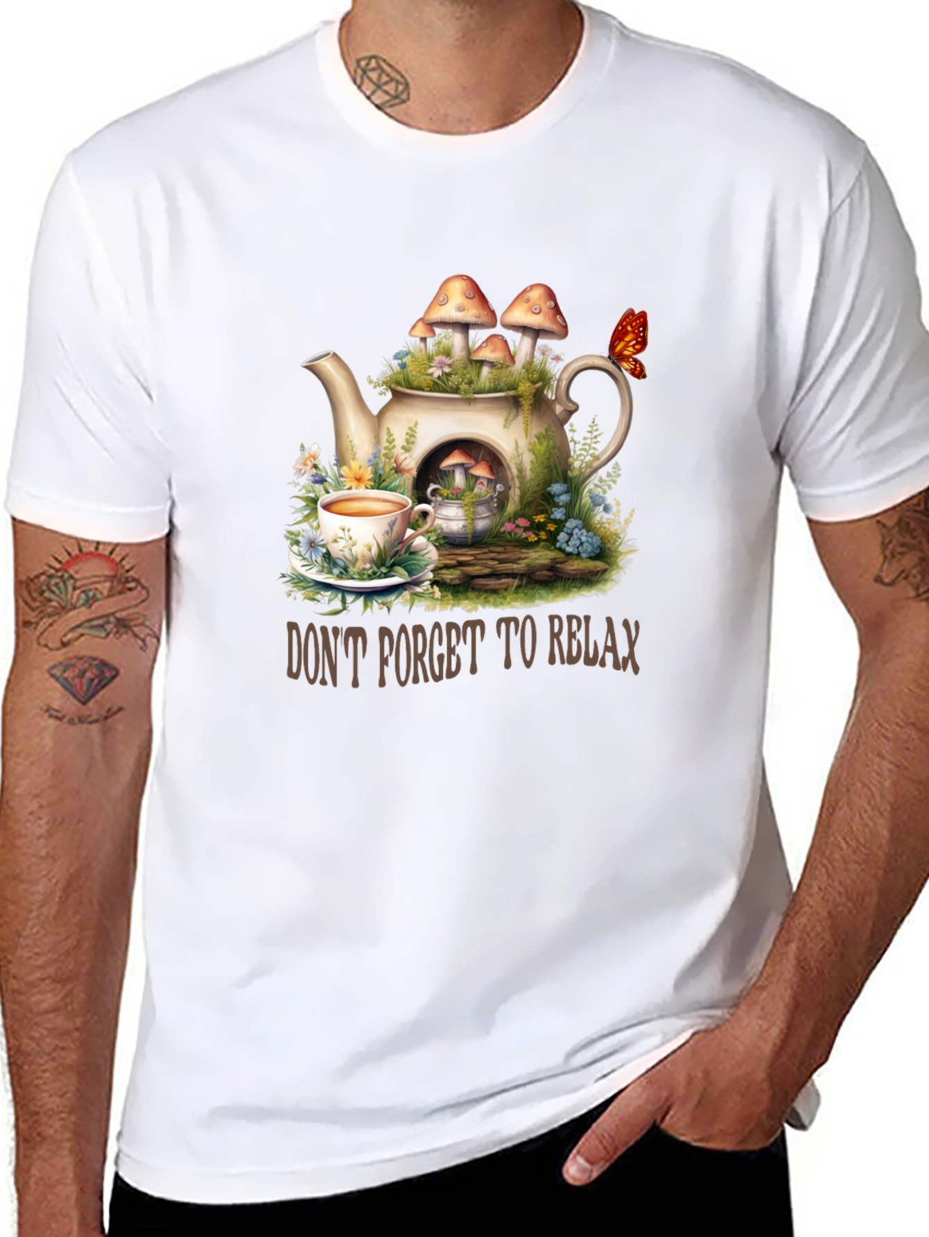 Relaxing Tea Party T-Shirt - Mushroom Teapot Design