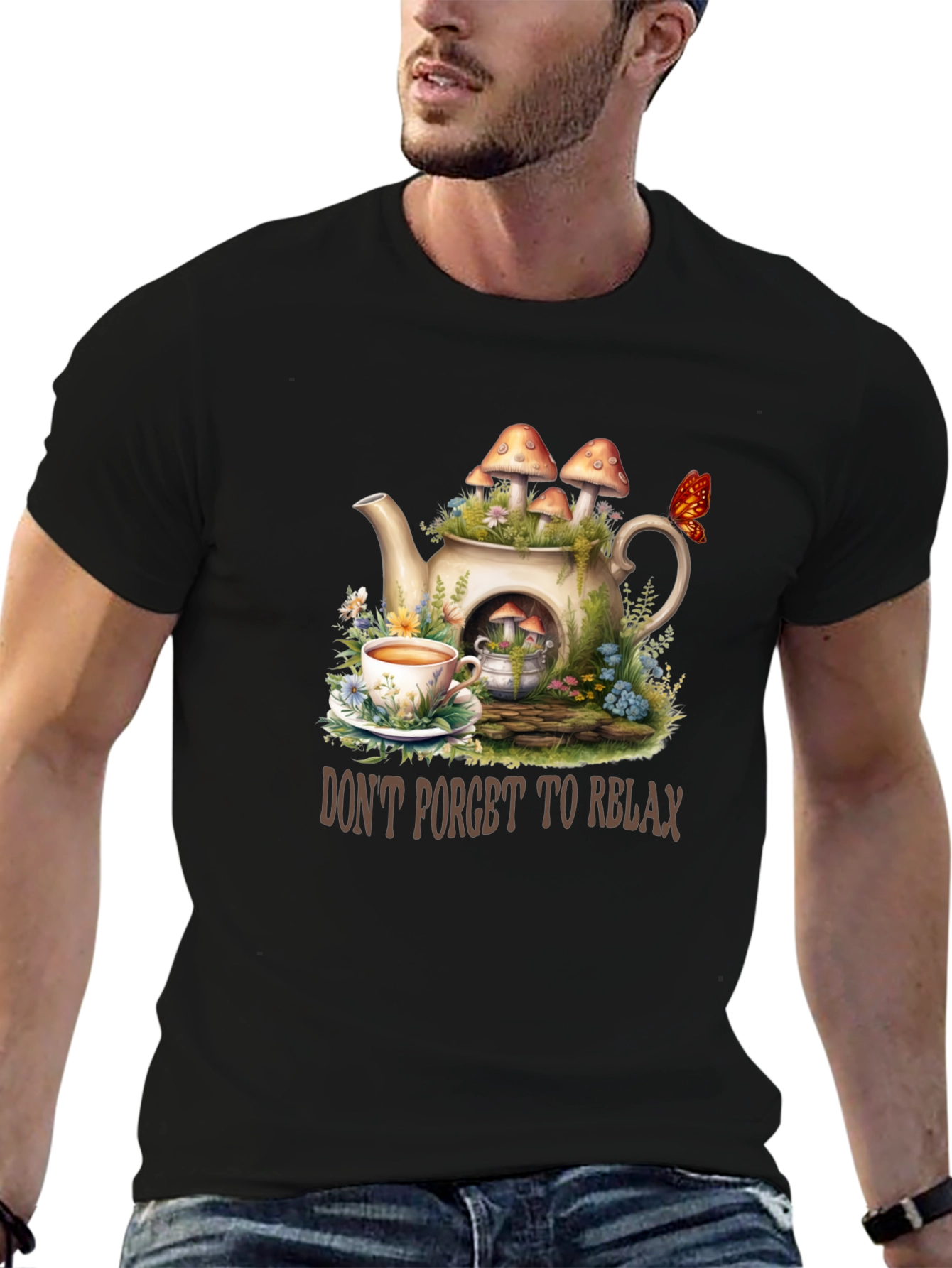 Relaxing Tea Party T-Shirt - Mushroom Teapot Design