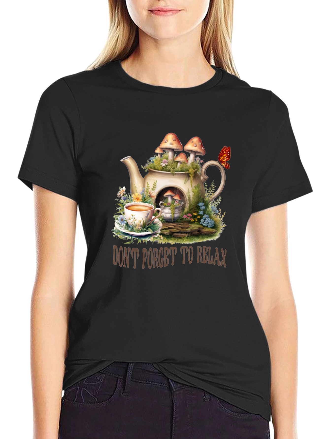 Relaxing Tea Party T-Shirt - Mushroom Teapot Design